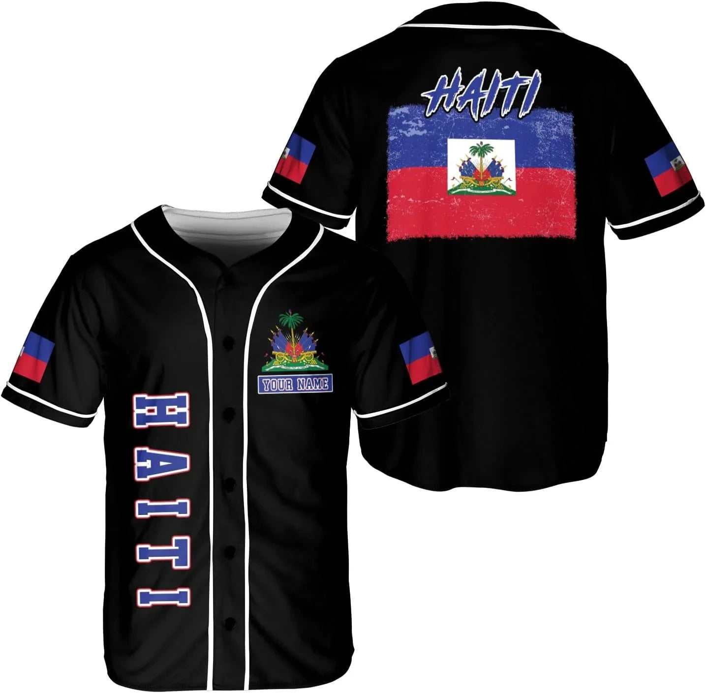 Personalized Name Haiti 3D Printed Summer Fashion Men's Baseball Jersey Unisex Street Hip Hop Baseball Shirt KZ24