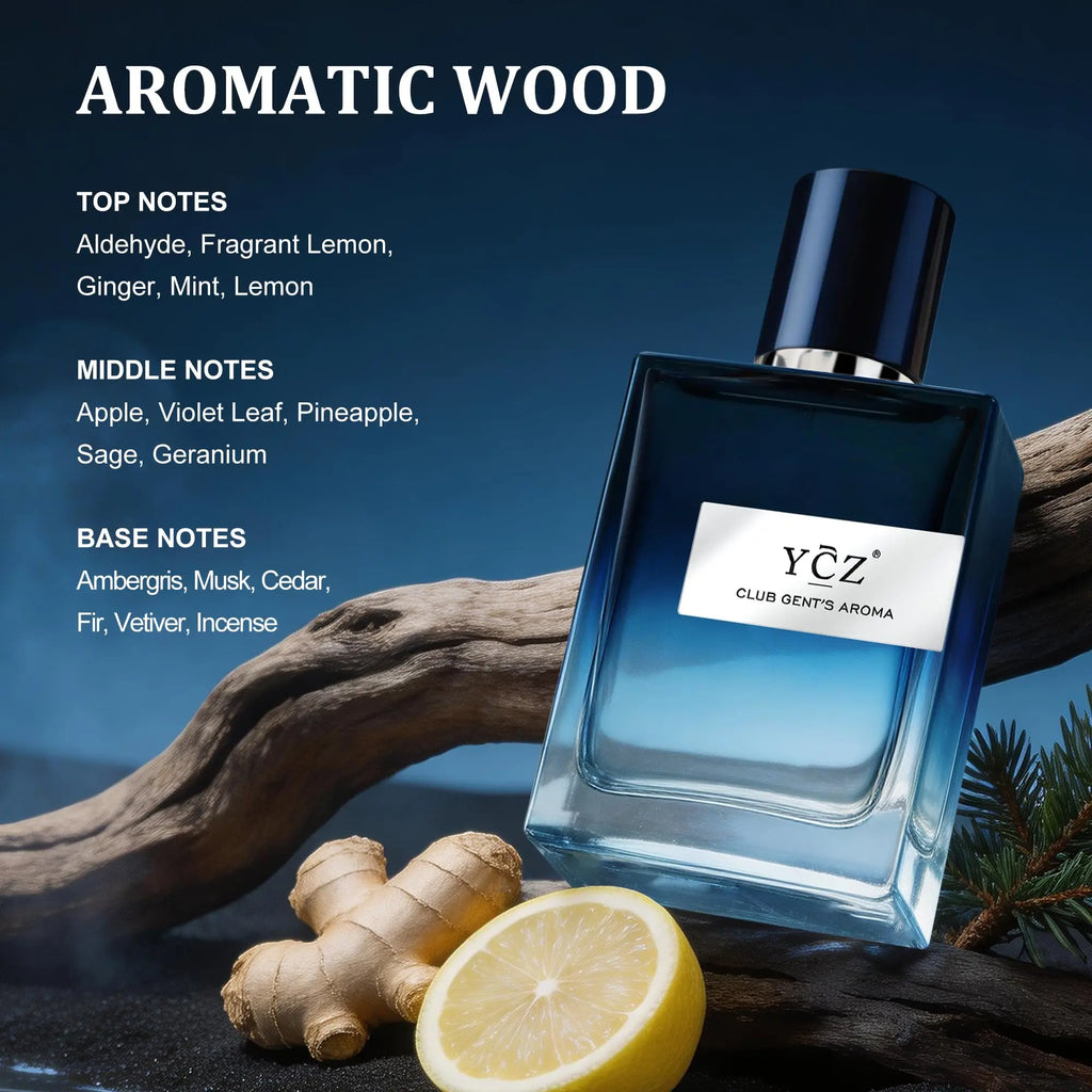 YCZ Men's Eau de Toilette Spray (1.6 oz) — Lemon, Pineapple, Ambergris, Musk — 24-Hour Long-Lasting Cologne