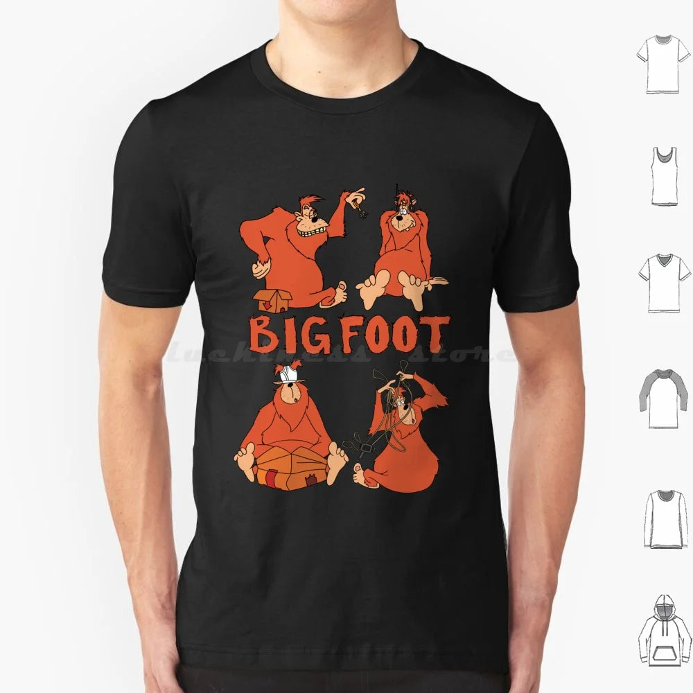 Bigfoot T Shirt Big Size 100% Cotton Bigfoot Sasquatch A Movie Cartoon Toon Retro Throwback 90s Headphones Keys Underwear Video