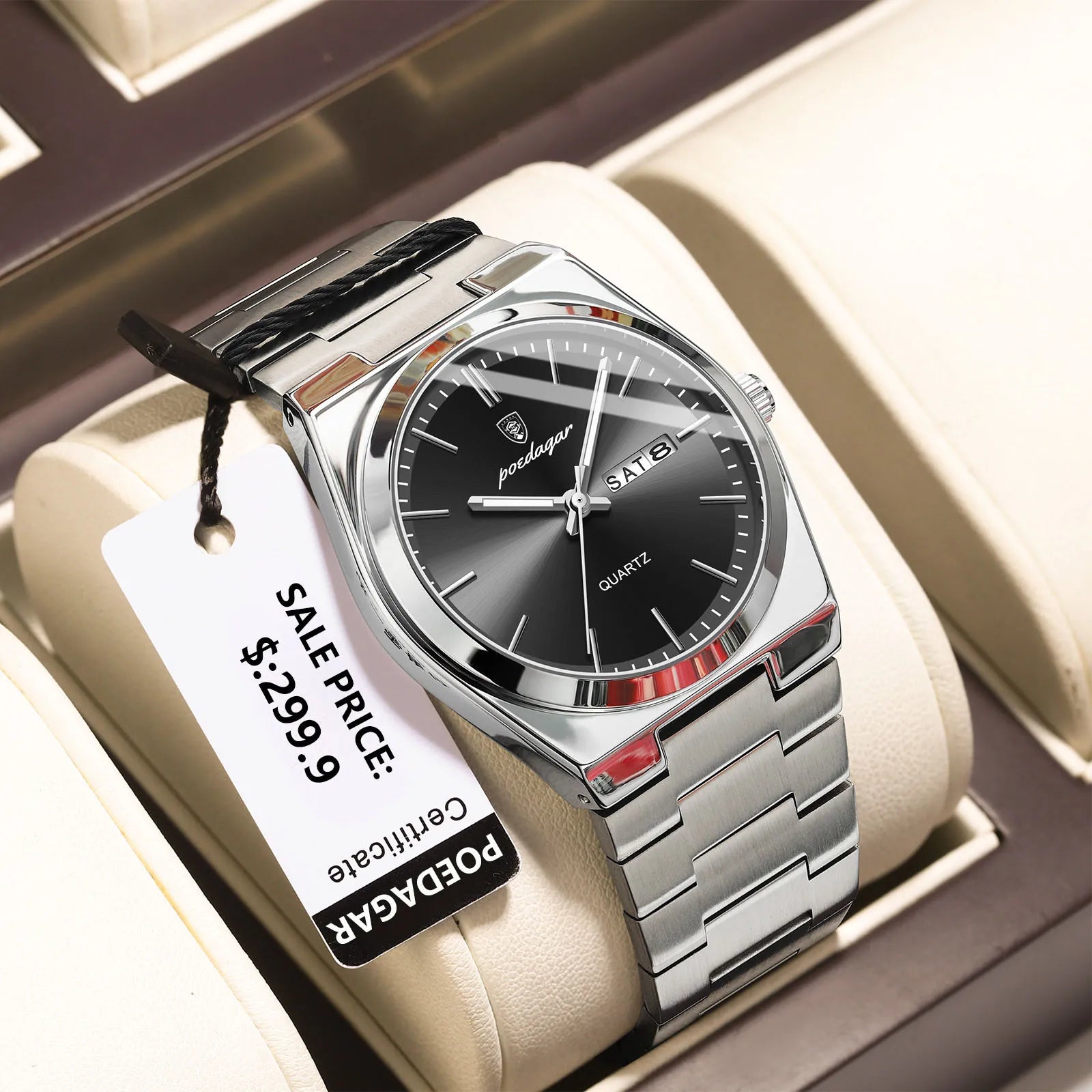 PAAZOMU Fashion Men's Quartz Watch Stainless Steel Waterproof Luminous Man Watch Chronograph Date Multifunction Watches For Men