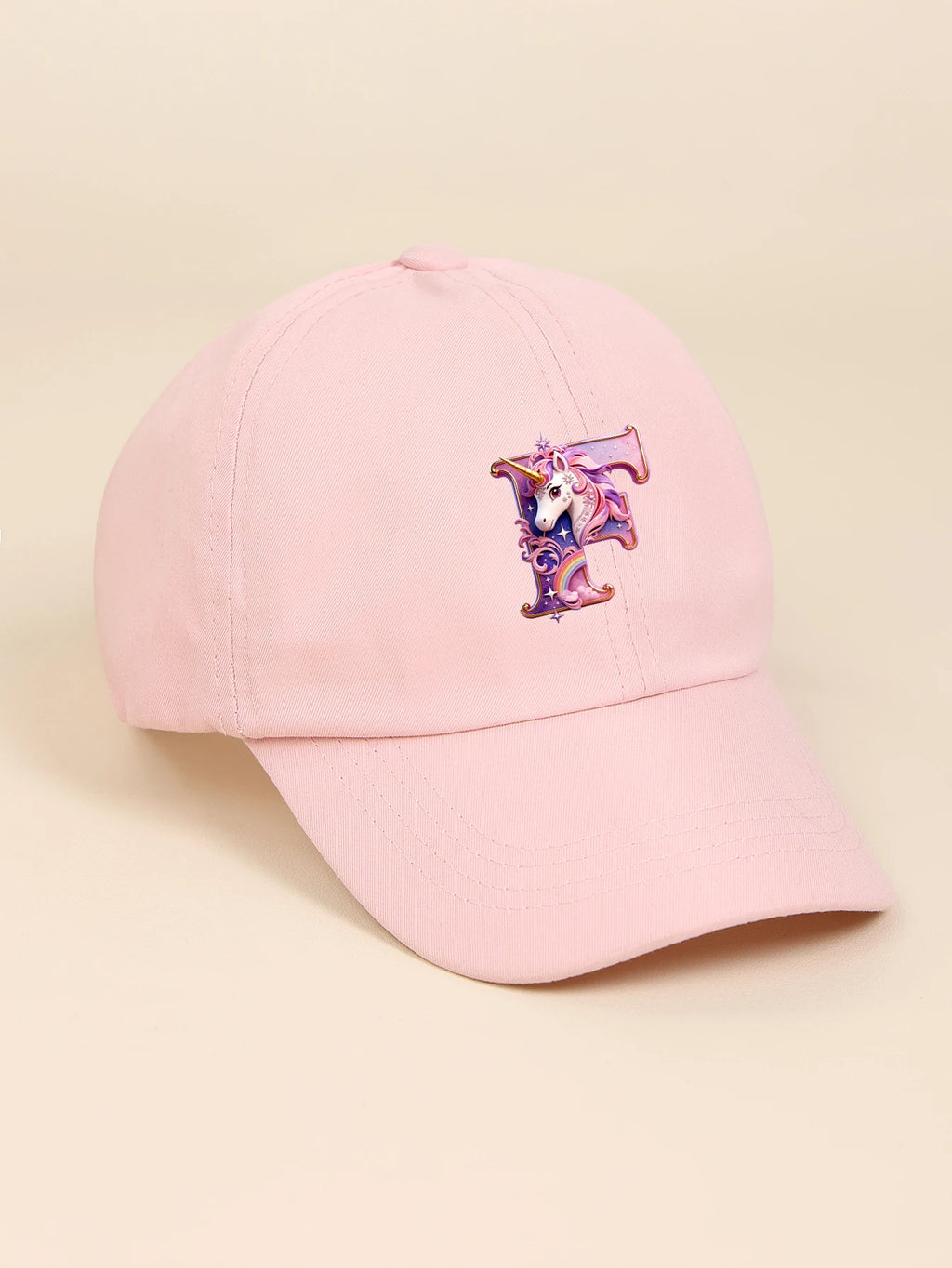 1pc pink baby hat  Adjustable Youngsters' Baseball Cap with A-Z letter Rainbow Unicorn - Breathable Sun Hat for Boys and Girls A