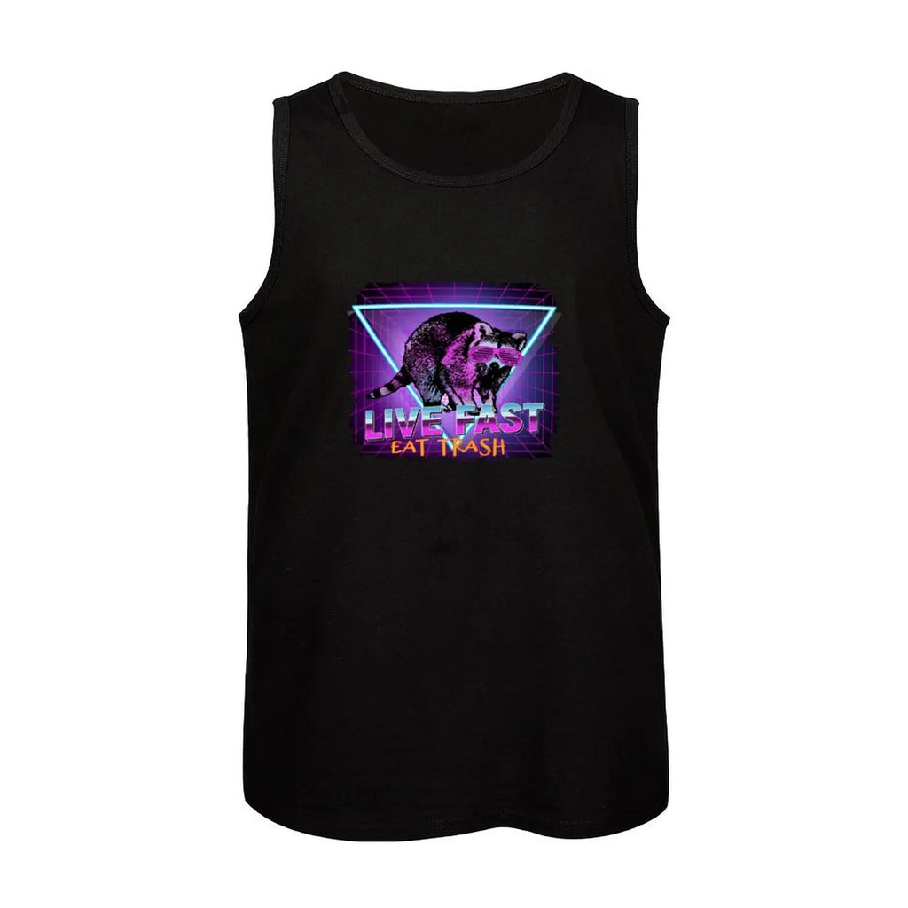 Raccoon Raccoons Live Fast Eat Trash Panda Funny Retro Gift Tank Top running shirt underwear T-shirts men