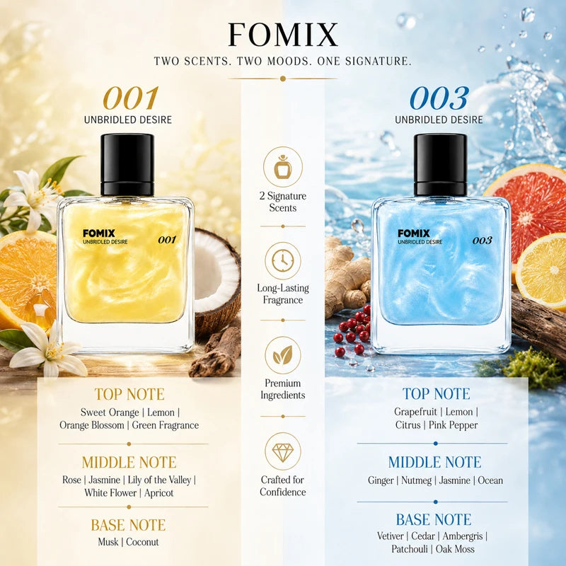 FOMIX 2PCS Men's Perfume Set, Long Lasting Fresh Ocean & Warm Seductive Eau De Parfum Spray, Citrus Floral Musk Woody Cologne, Day Night Portable Fragrance Gift for Him