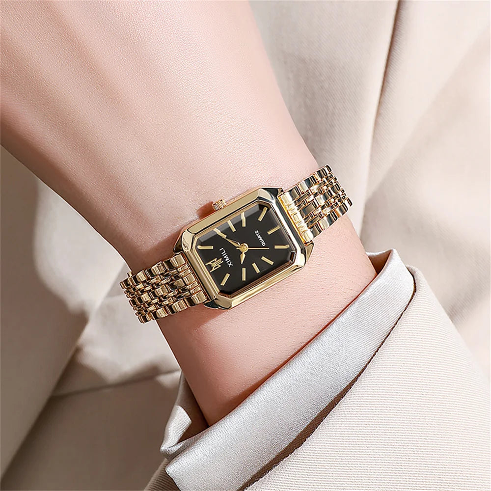 Hot Selling 2025 Fashion Women's Minimalist Square Quartz Watch Casual Sports Orange Silicone Women Gift Clock Watches