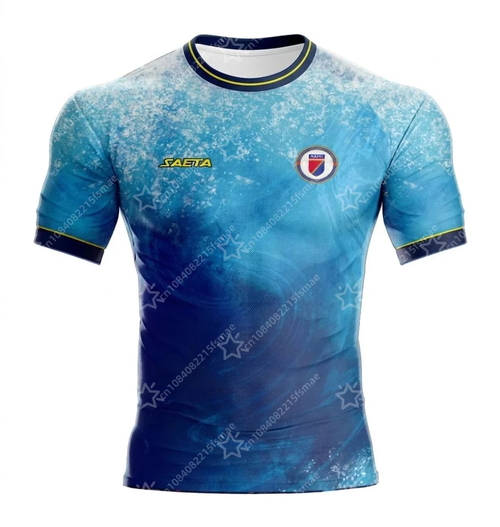 New Haiti Soccer Jersey Short Sleeve Sport T-Shirt Gym Training Workout Athletic Fitness Running Tops Kids Quick Dry Sportswear