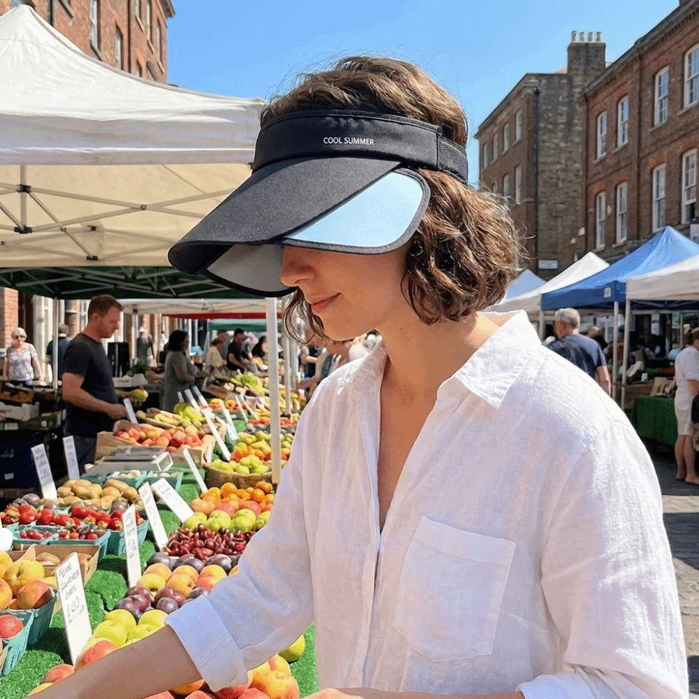 Breathable Sun Protection Hat Adjustable Lightweight Stretchable Brim Hat Polyester Solid Color Empty Top Sun Hat Versatile