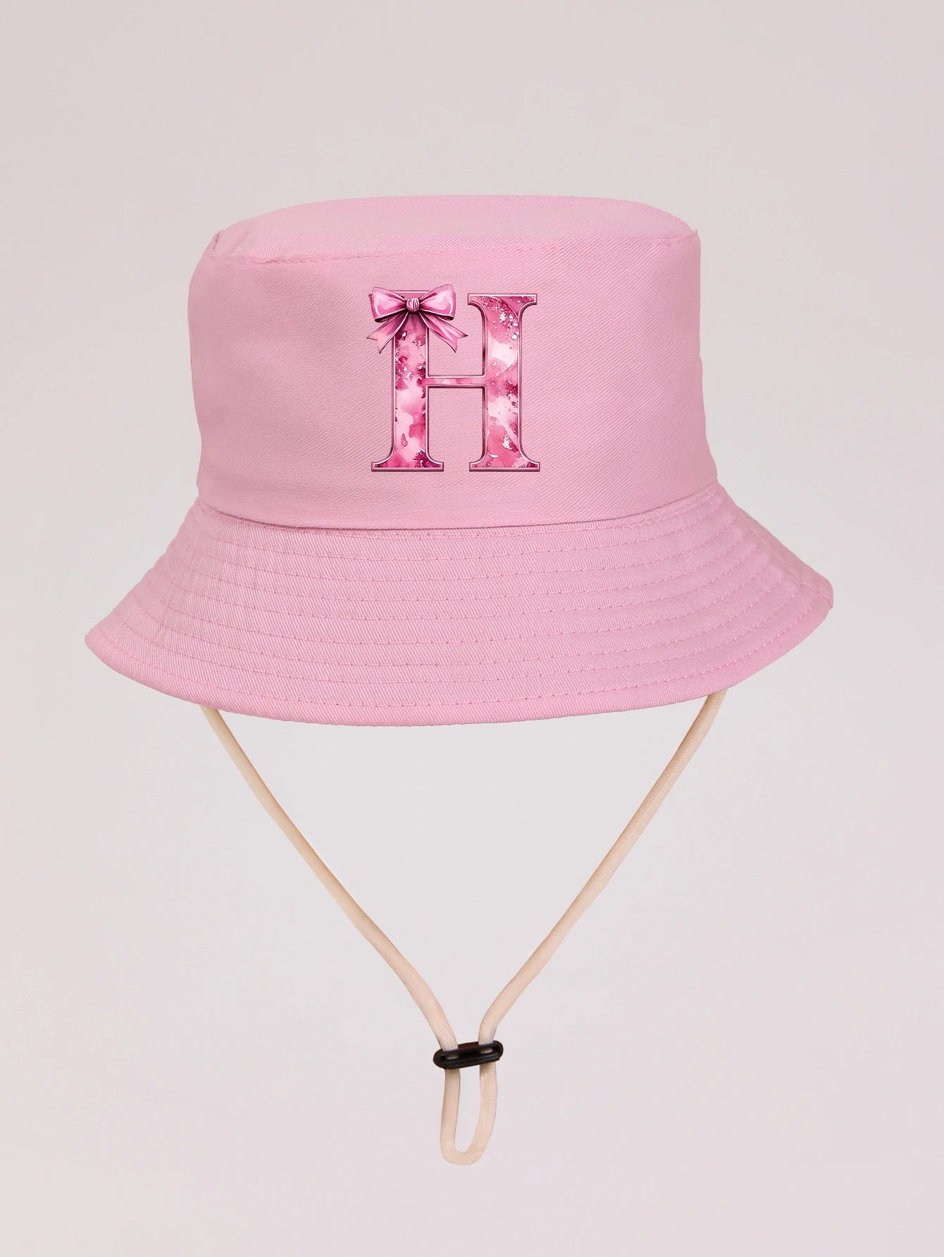 1pc pink baby girl bucket hat cap 3-8 years old Spring A-Z letter And  Summer Cap Features a ButterflyKnot Design with Fuchsia L