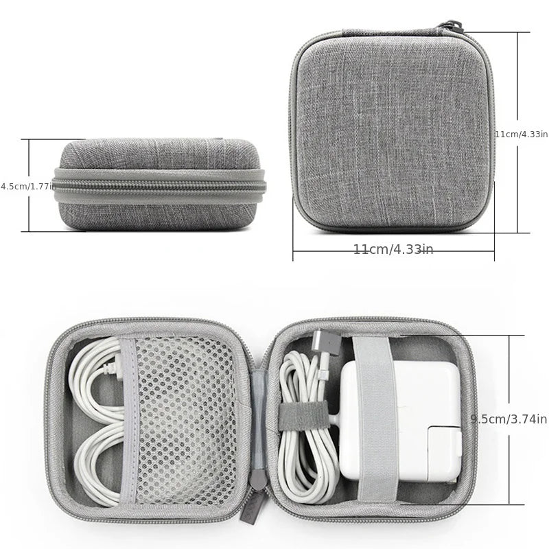 Mini Square EVA Earphone Protective Box Waterproof Digital Charger Headphone Storage Bag USB Data Cable Organizer Carrying Pouch