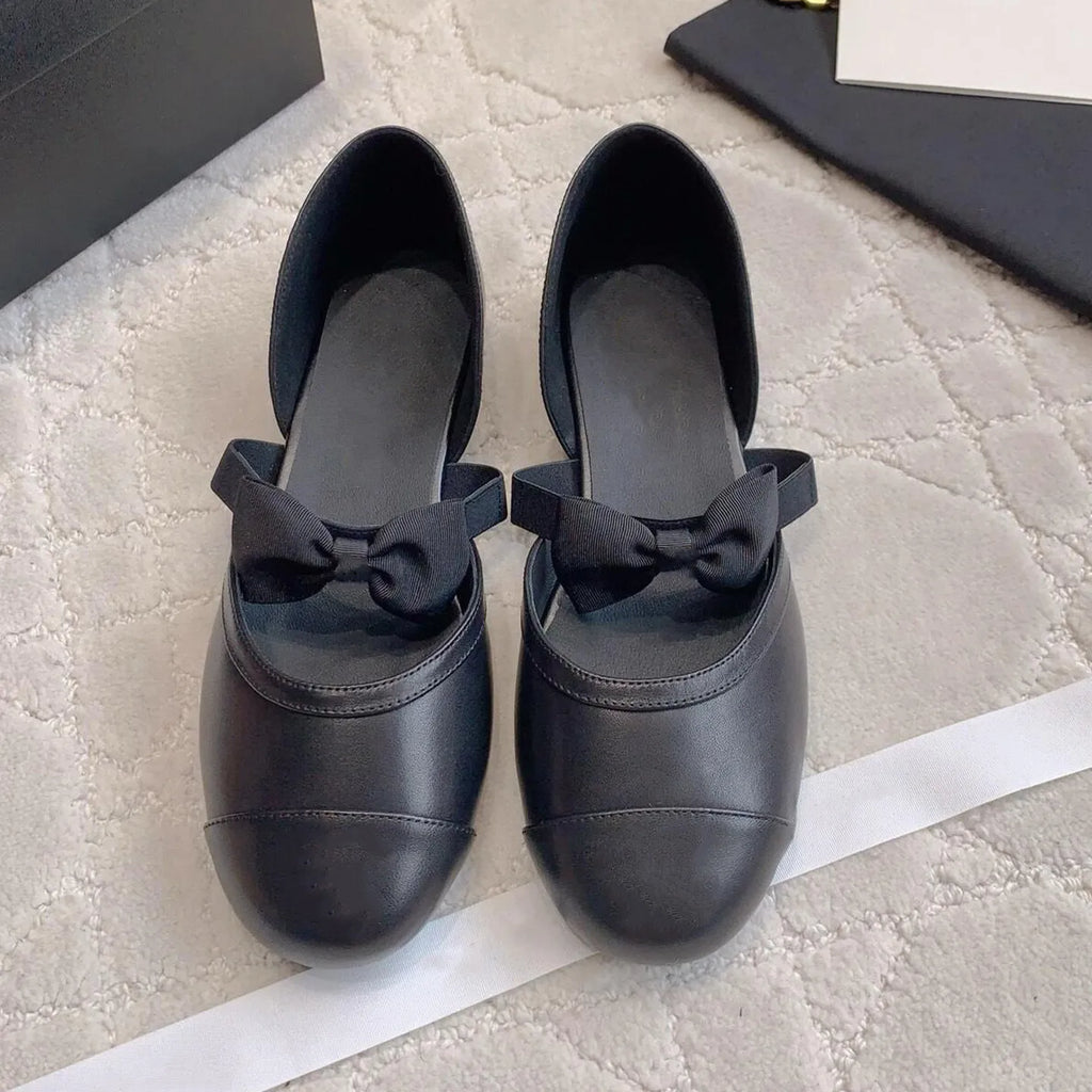 Bow Ballet Shoes 2026 New French Retro Shoes Women's Round Head Shallow Mouth Hollow Flat Shoes