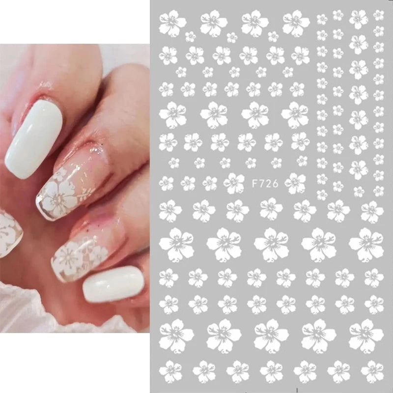 3d Nail Art Decals Grey Dry Florals Watercolor Nuance Flowers Adhesive Sliders Nails Stickers Decorations For Manicures Tips