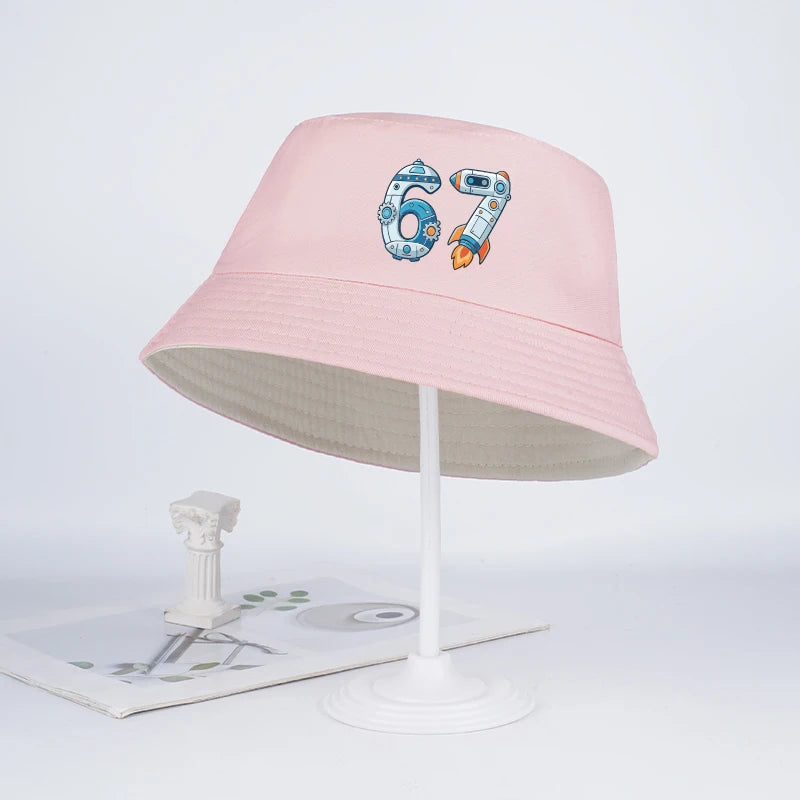 2-6Y Kids Foldable Bucket Hat with Space 67 Print, Breathable Casual Sun Hat for Daily Wear & Travel