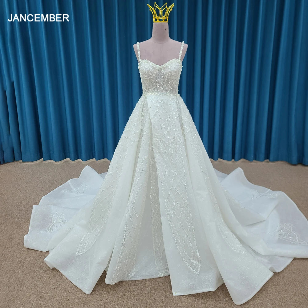 Brand New Classic Wedding Dress Customize Elegant Wedding Spaghetti Straps Floor-Length Organza Zipper Vestidos De Novia LSSM006
