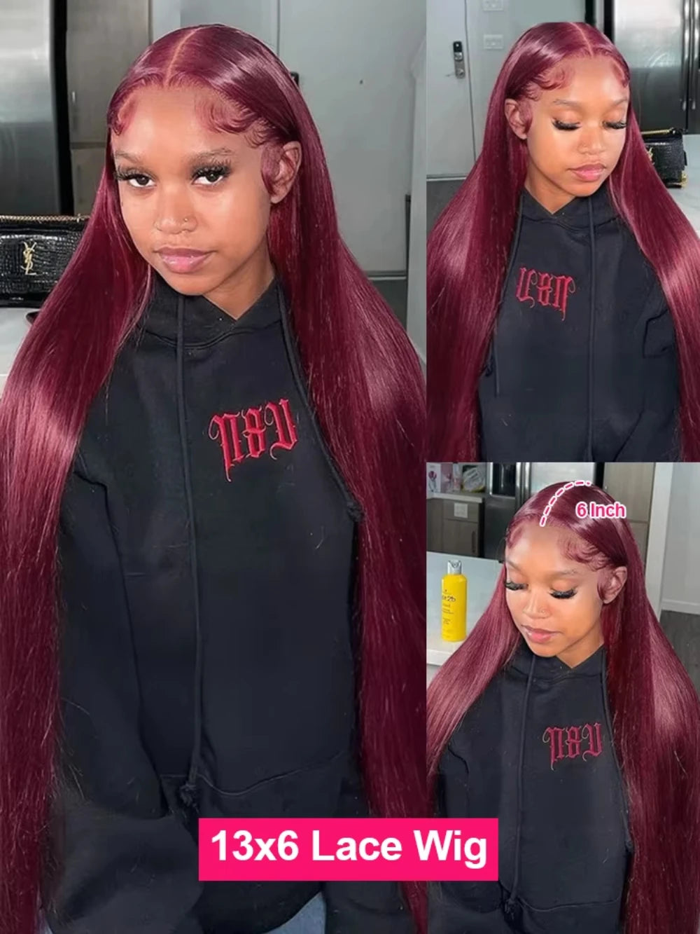 99J Colored Straight Human Hair Wigs Burgundy 13x6 13x4 HD Lace Frontal Wigs For Women 220 Density Lace Front Human Hair Wig