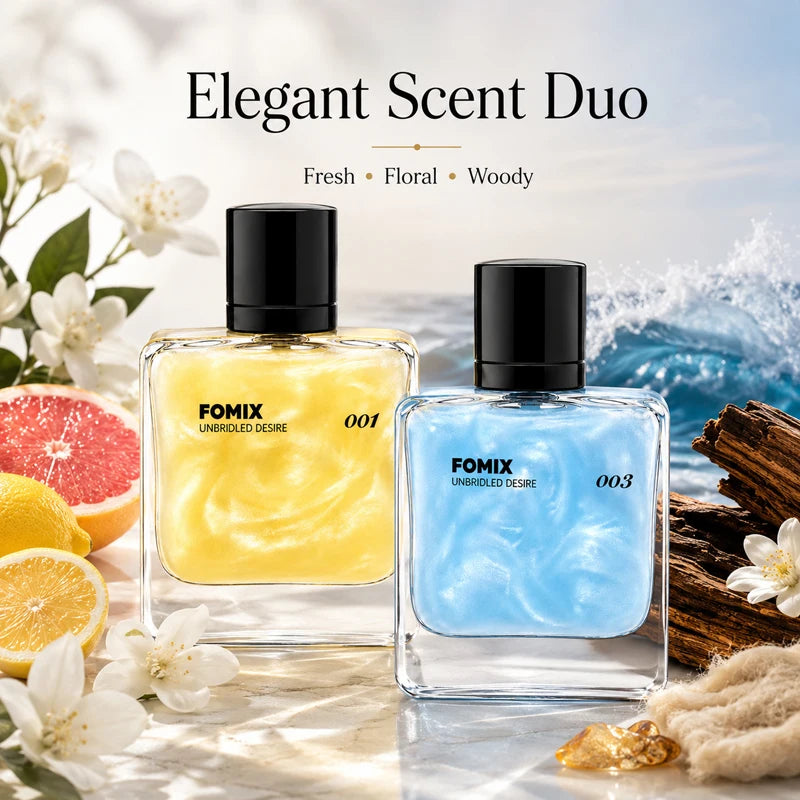 FOMIX 2PCS Men's Perfume Set, Long Lasting Fresh Ocean & Warm Seductive Eau De Parfum Spray, Citrus Floral Musk Woody Cologne, Day Night Portable Fragrance Gift for Him