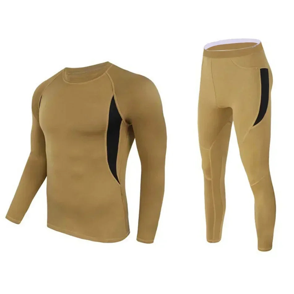 New  Men's Fleece Warm Underwear Sets Outdoor Quick Dry Anti-microbial Stretch Sport Suit Men's Long Sleeve Fitness Clothing