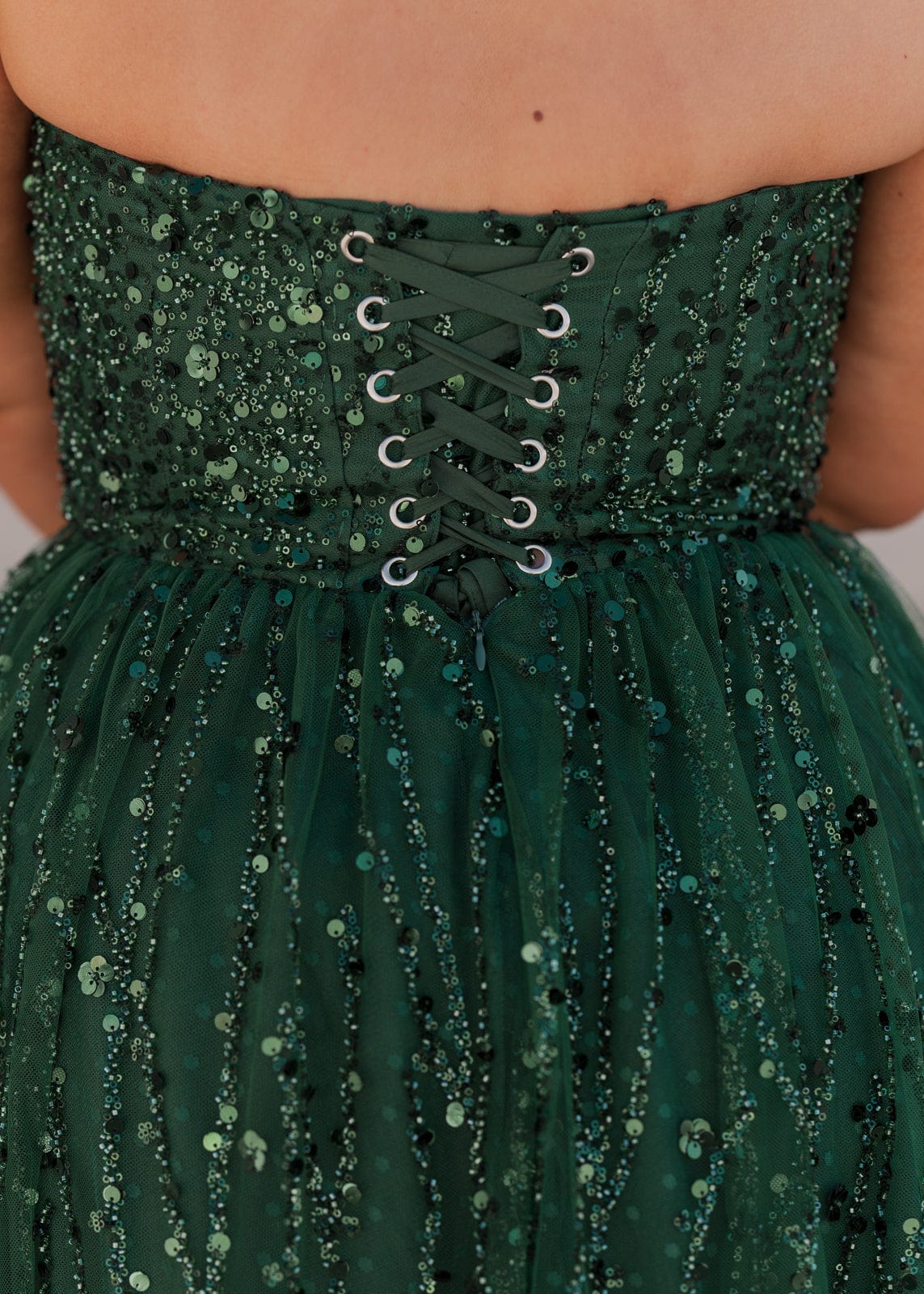 Elphie Strapless Sequin Corset Midi Dress - Green