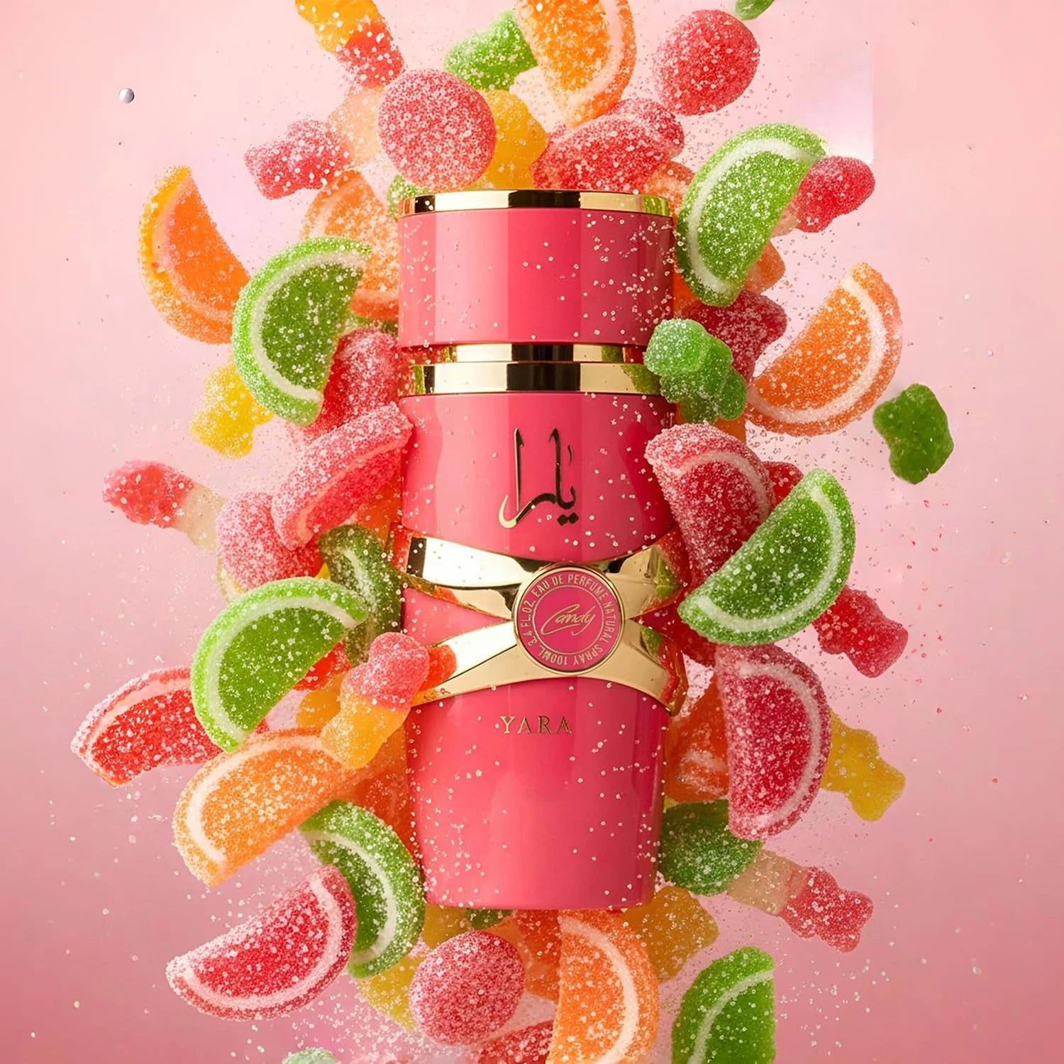 Yara Candy Perfume for Women, 100ml Long Lasting Eau de Parfum, Sweet Floral Fruity Fragrance with Strawberry, Vanilla & Musk, Dubai Arabian Scent, Elegant Pink Bottle, Ideal Gift for Her